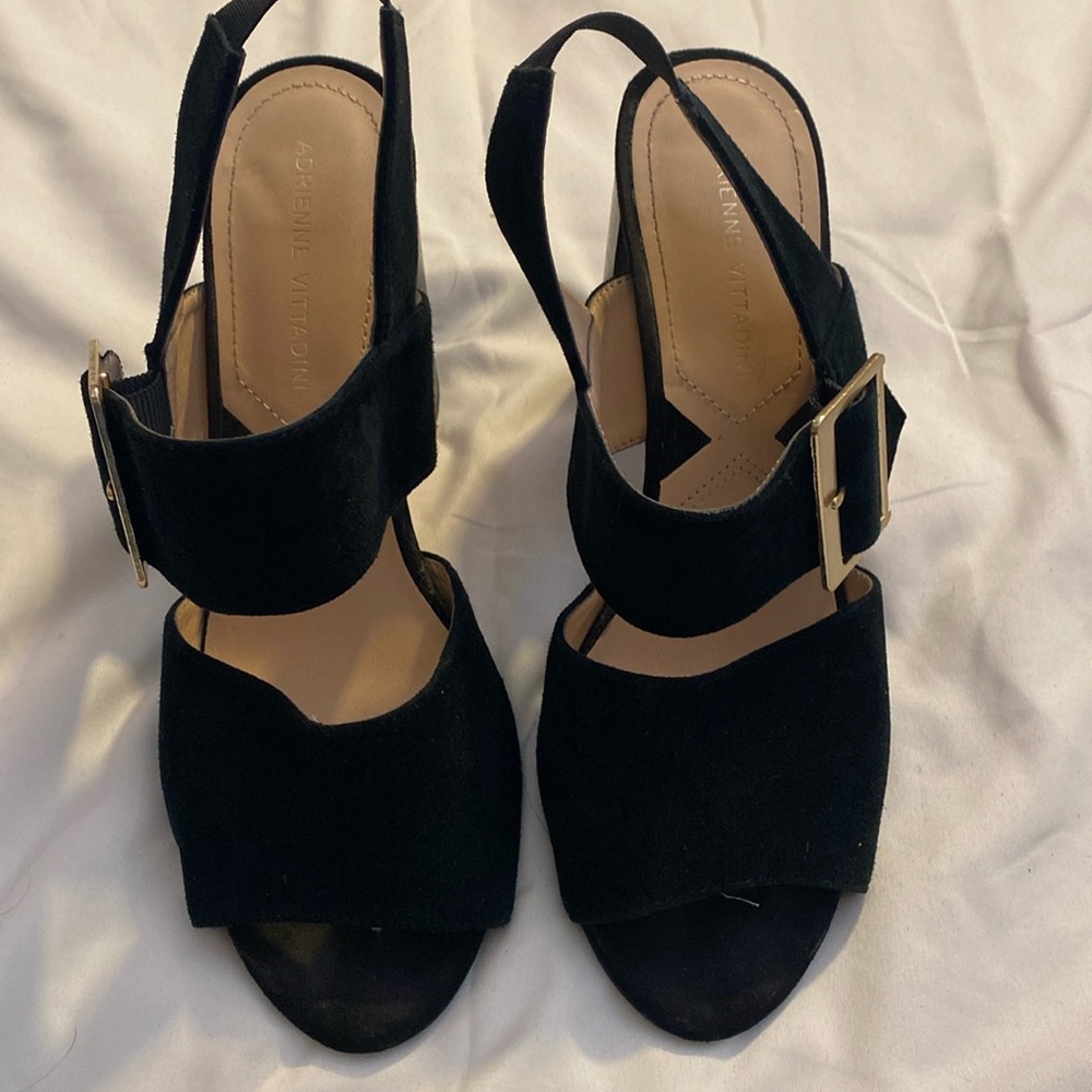 Adrienne Vittadini Buckle Block Heeled Sandals - Picture 2 of 3